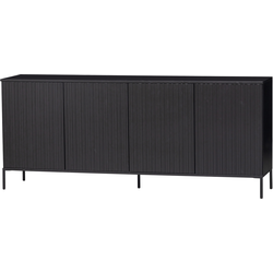 WOOOD New Gravure Dressoir - Grenen - Zwart - 85x200x44