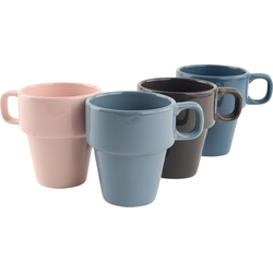 OTIX Koffiemokken - Set van 4 - met Oor - 180 ml - Koffietassen - Porselein - Multicolor - Koffiekopjes