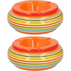 Storm asbak 2x stuks Keramiek oranje/multi-kleur 17 x 8 cm - Asbakken