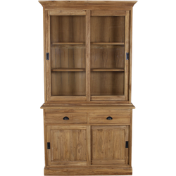 HSM Collection-Buffetkast 4 Deur 2 La-120x50x215-Naturel-Teak/Glas