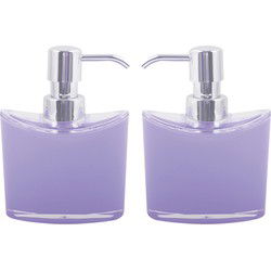 MSV Zeeppompje/dispenser Aveiro - 2x - PS kunststof - lila paars/zilver - 11 x 14 cm - 260 ml - Zeeppompjes