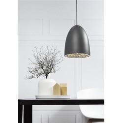 Hanglamp zwart-wit-grijs-geborsteld staal E27 200mm