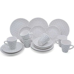 Buccan - Hexagon koffieset - Wit - 18-delig