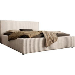Meubella - Tweepersoonsbed Infinity - Beige - Fluffy ribstof - 160x200 cm