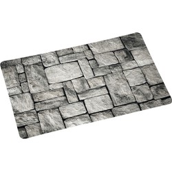 6x Rechthoekige onderleggers/placemats voor borden met grijze stenen print 28 x 43 cm - Placemats