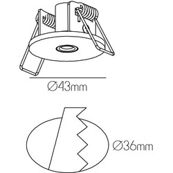 43mm Ø36mm inbouw basis voor pendel - zwart
