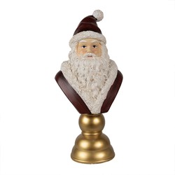 Clayre & Eef Buste Kerstman 19x15x40 cm Rood Polyresin Kerstdecoratie