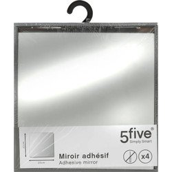 5Five Plak spiegels tegels - 4x stuks - glas - zelfklevend - 20 x 20cm - Spiegels