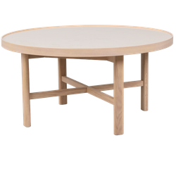 Marsden ronde houten salontafel met beige keramieken blad - Ø 90 cm