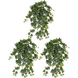 3x Groene/witte Hedera Helix klimop weerbestendige kunstplanten 65 cm - Kunstplanten