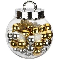50x Kunststof kerstballetjes pakket mix zilver/goud 3 cm - Kerstbal