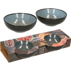 Svenska living tapas schaaltjes - 2x - zwart/grijsblauw - aardewerk - 12 x 4 cm - Snack en tapasschalen