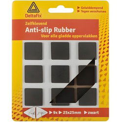 Anti-slip rubber 25x25 zwart 9st