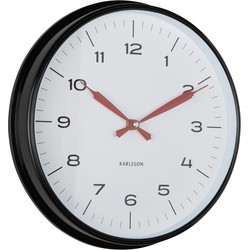 Karlsson - Wandklok Modern Factory - Black & bright red- Ø30cm