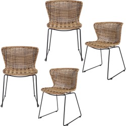 WOOOD tuinstoel Wings - Polyester - Naturel - Set van 4