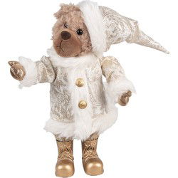 Clayre & Eef Kerstdecoratie Beeld Beer Beige Kunststof