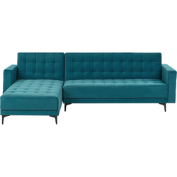Beliani ABERDEEN - Hoekbank-Blauw-Fluweel