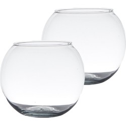 Set van 2x stuks transparante vissenkom of bol vaas/vazen van glas 15 x 20 cm - Vazen