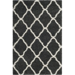 Safavieh Shaggy Indoor Woven Area Rug, Hudson Shag Collection, SGH283, in Dark Grey & Ivory, 155 X 229 cm