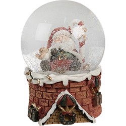 Clayre & Eef Sneeuwbol Ø 10x15 cm Rood Glas Kunststof Kerstman
