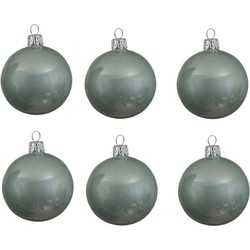6x Glazen kerstballen glans mintgroen 8 cm kerstboom versiering/decoratie - Kerstbal