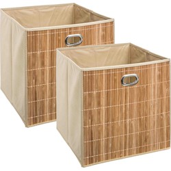 6x stuks opbergmand/kastmand 29 liter beige linnen/bamboe 31 x 31 x 31 cm - Opbergmanden