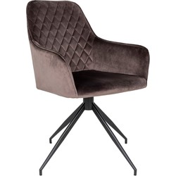 Harbo Dining Chair with Swivel - Chair with swivel in mushroom velvet with black legs HN1208