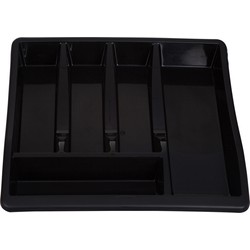 Bestekbak/keuken organizer - 5-vaks - Zwart - 39 x 39 x 6 cm - Bestekbakken