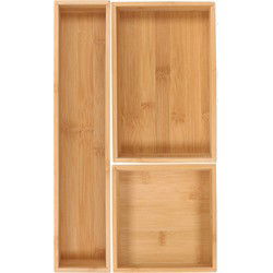 Lade bakjes/organize set - Tidy Smart - 3-delig - bamboe - opbergsysteem/opbergen - Bestekbakken