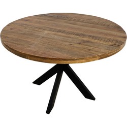 HSM Collection-Ronde Eettafel Melbourne-140x140x76-Naturel/Zwart-Mango/Metaal