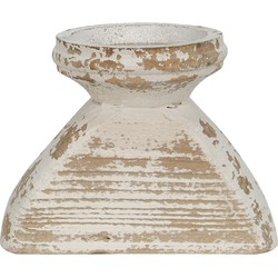 Clayre & Eef Kandelaar  15x10x11 cm Bruin Wit Hout Kaarsenstandaard