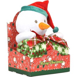 Unique Living - Plush+blanket Xmas Friends 24cm, 90x75cm Snowman