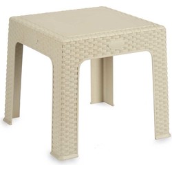 Rotan bijzettafeltje/plantenverhoger creme/beige 42 cm hoog voor binnen/buiten - Bijzettafels