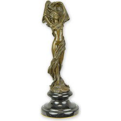 A BRONZE SCULPTURE OF A SCARF DANCER (BRASS PLATE UNDERNEATH