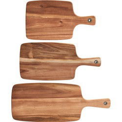 3x Rechthoekige acacia houten snij/serveerplanken 32/42/52 cm - Snijplanken