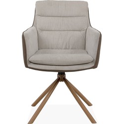 Set van 2 Stoelen Beige en Houtdecor L63 cm - Logan