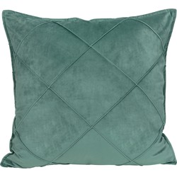 QUVIO Sierkussen gevuld met ruit patroon - 50 x 50 cm - Fluweel - Groen