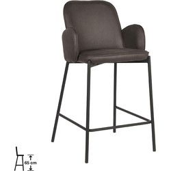 D-MAXX Barkruk Jari - Antraciet - Microfiber - Zithoogte 65