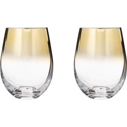 Set van 12x stuks tumbler glazen gouden rand Arya 540 ml van glas - Drinkglazen