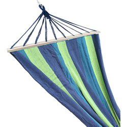Sunnydays Hangmat Beach Vibes - blauw kleurenmix - 200 x 80 cm - met houten/touwen frame - Hangmatten