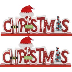 3x stuks houten kerstversiering decoratie bordjes Merry Christmas 35 cm - Feestdecoratieborden