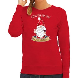 Bellatio Decorations foute kersttrui/sweater dames - Wijn kabouter/gnoom - rood - Doordrinken L - kerst truien