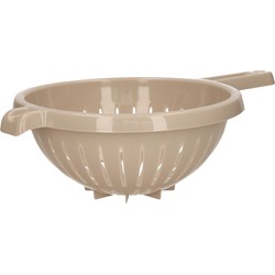 Plasticforte Keuken vergiet/zeef - kunststof - Dia 23 cm x Hoogte 10 cm - beige - Vergieten