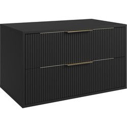 Badplaats Wastafelkast Rimini 80 cm - Zwart -  Badmeubel met Lades