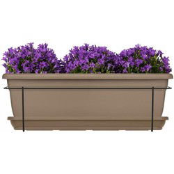 Plantenbakset met metalen steun en bakje - GARDEN ID Relax - Taupe 50 cm - Gerecycled en 100% recyclebaar - Volume voor planten