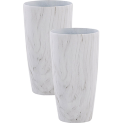 LIMENARI - Bloempot set van 2 - Wit - 32 cm - Stenenmix
