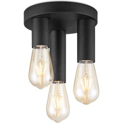 Moderne LED Plafondlamp Marna - Zwart - Rond - 19/19/16.5cm - geschikt voor E27 fitting - 3 lichts Plafondlamp gemaakt van metaal