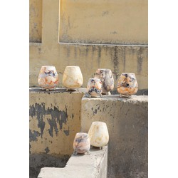 PTMD Windlicht Jamillia - 19x19x21 cm - Glas - Geel