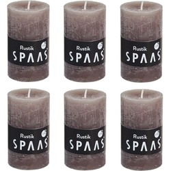 6x Rustieke kaarsen taupe 5 x 8 cm 17 branduren sfeerkaarsen - Stompkaarsen