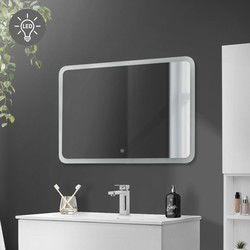 Badkamer LED spiegel afgerond met aanraakschakelaar 90x60 cm wit van glas ML-Design